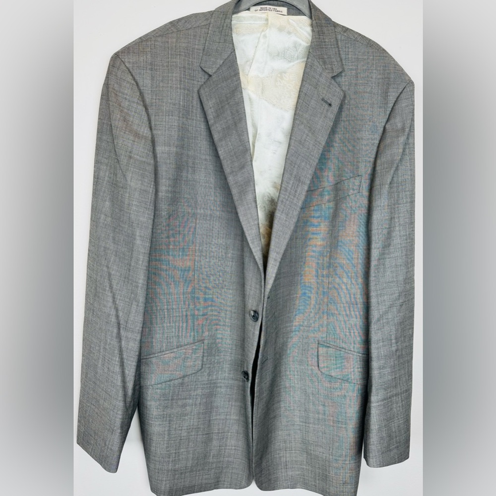 Joseph Abboud 50R Gray Plaid Super 120s Wool Blazer USA Tollegno 1900